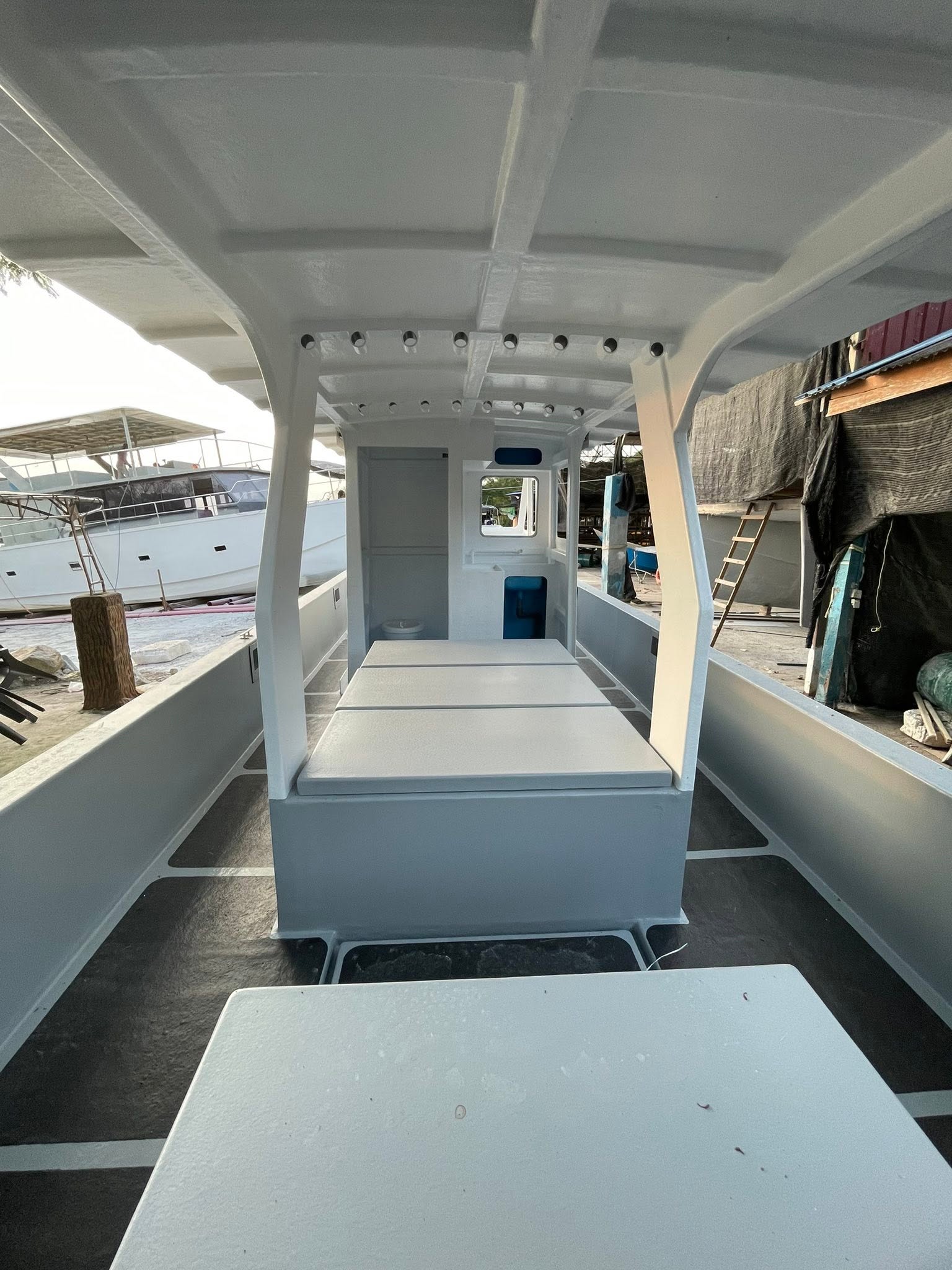 Finished cockpit and covered deck fit-out on a LUXMARINE vessel