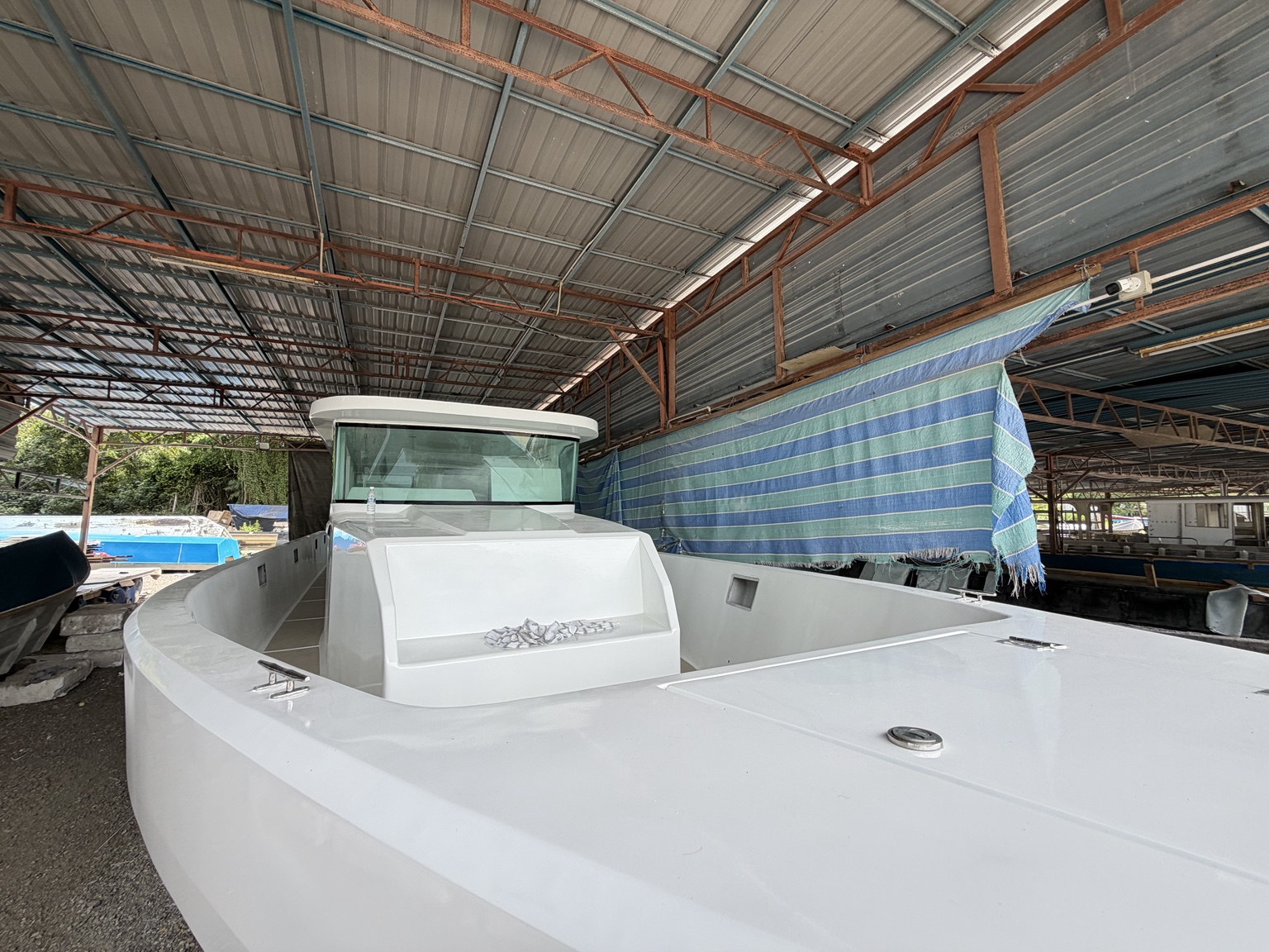 Finished deck, helm and cabin details on a LUXMARINE vessel